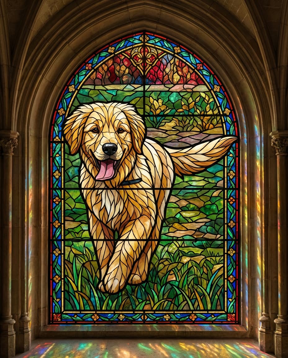 Dog stained glass portrait