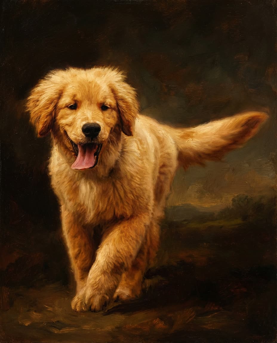 Dog oil painting portrait