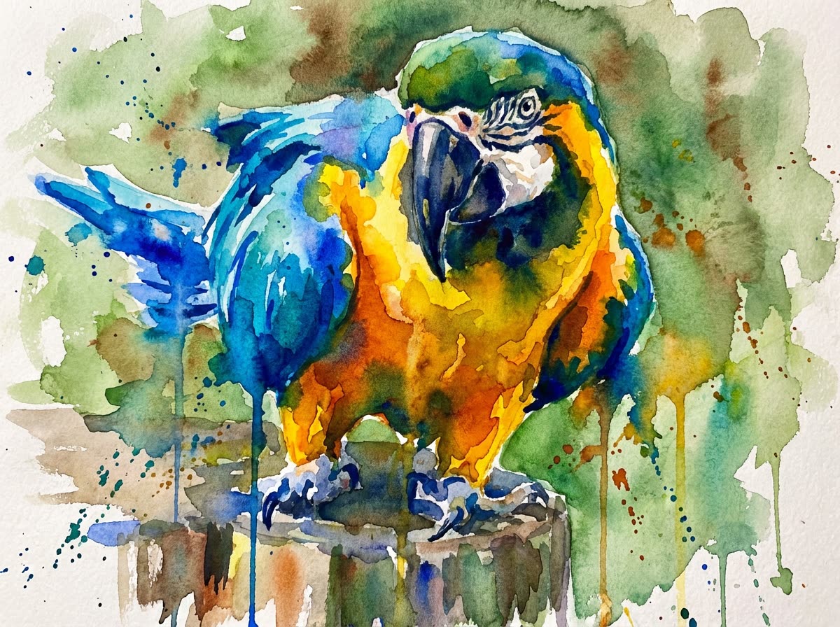 Watercolor pet portrait sample